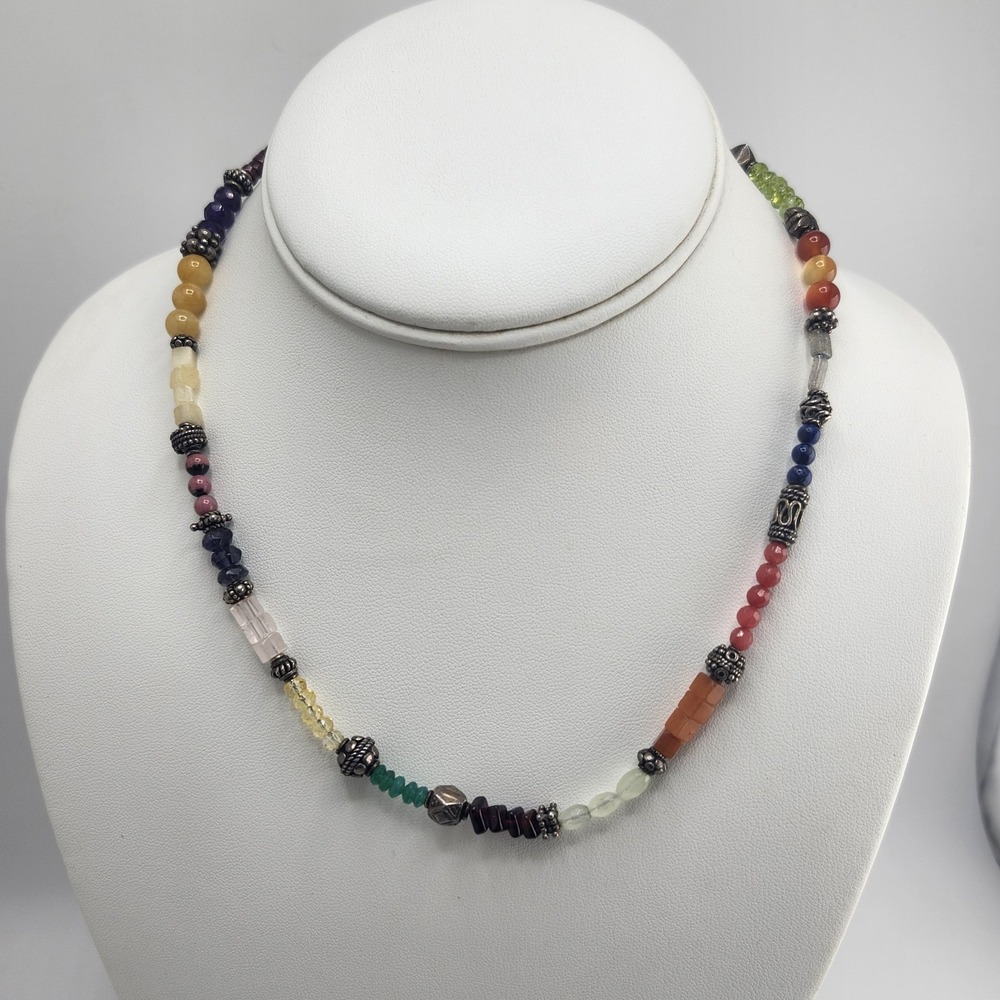 Mixed Semiprecious Stones Necklace Signed RB